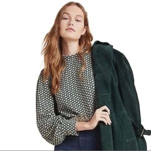 Maeve Anthropologie Textured Shannon Balloon Sleeved Top Blouse Size Large